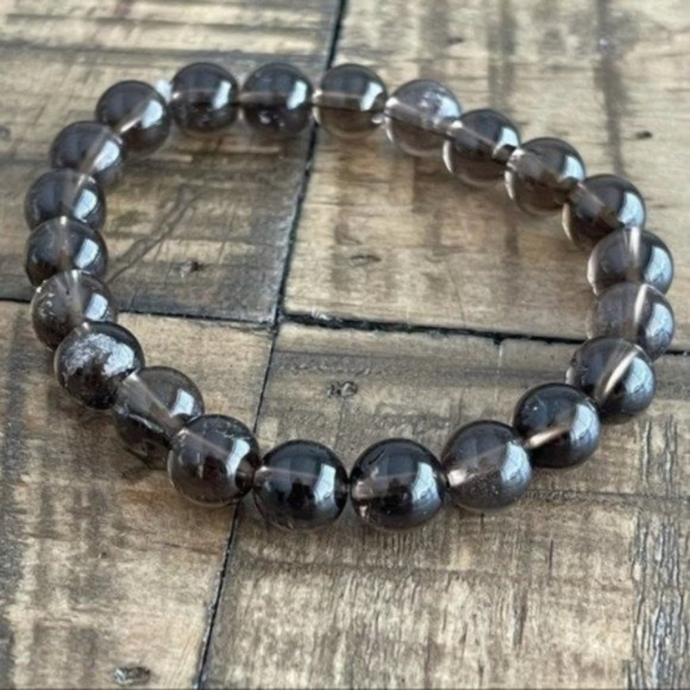 8mm Smokey Quartz Chakra Stretch Bracelet - Picture 3 of 6